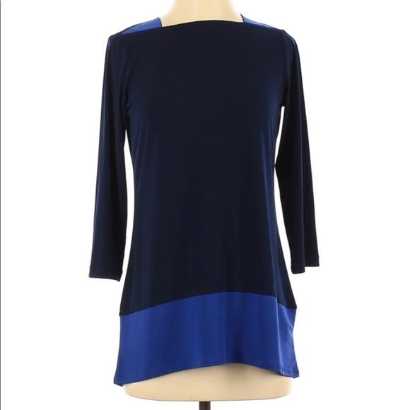 SUSAN GRAVER black and blue blouse. Size XXS - Picture 2 of 5